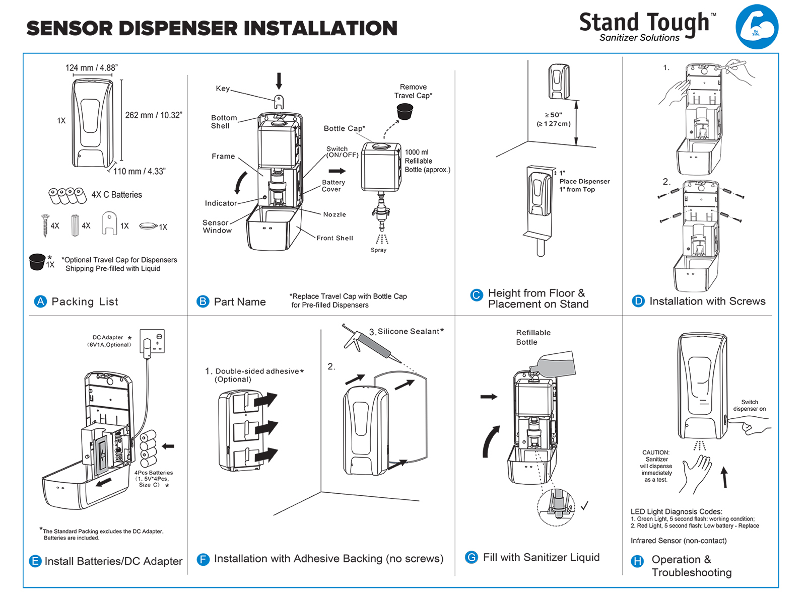 OPTIONAL:  Automatic Sanitizer Dispenser with Touch-Less Sensor